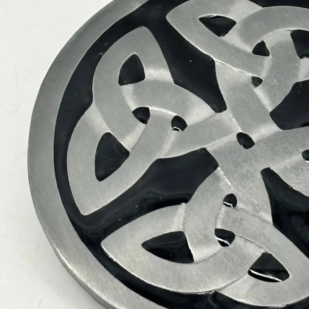 Belt Buckle Celtic Pewter Enamel Round Knot Great American Y2K